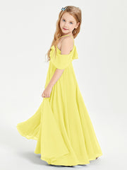 Off the Shoulder Long Junior Bridesmaid Dresses Lemon