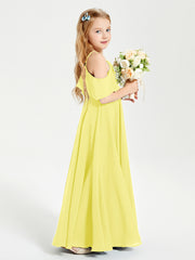 Off the Shoulder Long Junior Bridesmaid Dresses Lemon