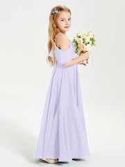 Off the Shoulder Long Junior Bridesmaid Dresses Lilac