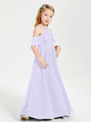 Off the Shoulder Long Junior Bridesmaid Dresses Lilac