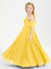 Off the Shoulder Long Junior Bridesmaid Dresses Marigold