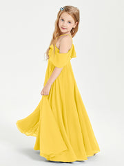 Off the Shoulder Long Junior Bridesmaid Dresses Marigold
