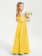 Off the Shoulder Long Junior Bridesmaid Dresses Marigold