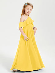 Off the Shoulder Long Junior Bridesmaid Dresses Marigold