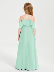 Off the Shoulder Long Junior Bridesmaid Dresses Mint Green