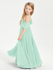 Off the Shoulder Long Junior Bridesmaid Dresses Mint Green