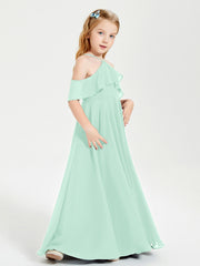 Off the Shoulder Long Junior Bridesmaid Dresses Mint Green