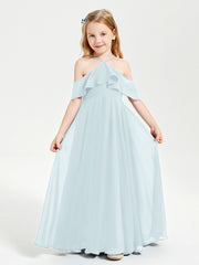 Off the Shoulder Long Junior Bridesmaid Dresses Mist