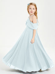 Off the Shoulder Long Junior Bridesmaid Dresses Mist