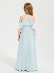 Off the Shoulder Long Junior Bridesmaid Dresses Mist