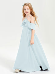 Off the Shoulder Long Junior Bridesmaid Dresses Mist