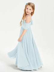 Off the Shoulder Long Junior Bridesmaid Dresses Mist