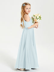 Off the Shoulder Long Junior Bridesmaid Dresses Mist