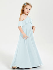 Off the Shoulder Long Junior Bridesmaid Dresses Mist