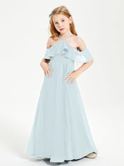 Off the Shoulder Long Junior Bridesmaid Dresses Mist