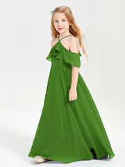 Off the Shoulder Long Junior Bridesmaid Dresses Moss
