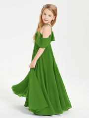 Off the Shoulder Long Junior Bridesmaid Dresses Moss