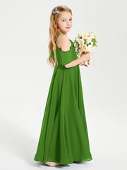 Off the Shoulder Long Junior Bridesmaid Dresses Moss