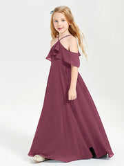 Off the Shoulder Long Junior Bridesmaid Dresses Mulberry