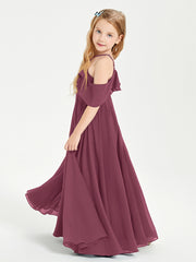 Off the Shoulder Long Junior Bridesmaid Dresses Mulberry
