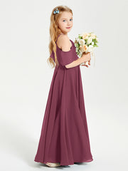 Off the Shoulder Long Junior Bridesmaid Dresses Mulberry