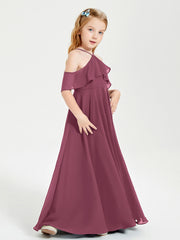 Off the Shoulder Long Junior Bridesmaid Dresses Mulberry