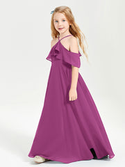 Off the Shoulder Long Junior Bridesmaid Dresses Orchid