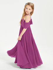 Off the Shoulder Long Junior Bridesmaid Dresses Orchid