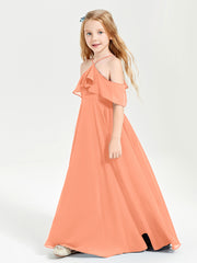 Off the Shoulder Long Junior Bridesmaid Dresses Papaya