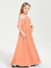 Off the Shoulder Long Junior Bridesmaid Dresses Papaya