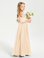 Off the Shoulder Long Junior Bridesmaid Dresses Peach