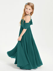 Off the Shoulder Long Junior Bridesmaid Dresses Peacock
