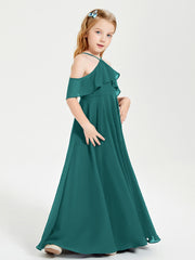Off the Shoulder Long Junior Bridesmaid Dresses Peacock