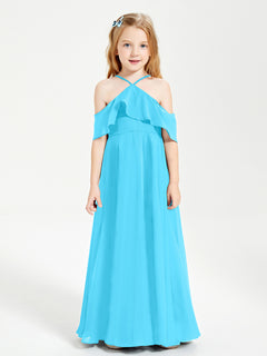 Off the Shoulder Long Junior Bridesmaid Dresses Pool