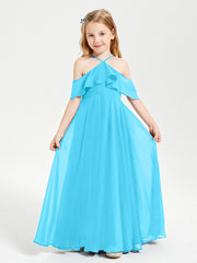 Off the Shoulder Long Junior Bridesmaid Dresses Pool