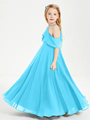 Off the Shoulder Long Junior Bridesmaid Dresses Pool
