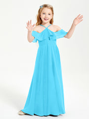 Off the Shoulder Long Junior Bridesmaid Dresses Pool