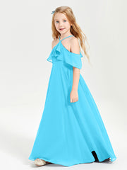 Off the Shoulder Long Junior Bridesmaid Dresses Pool