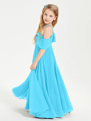 Off the Shoulder Long Junior Bridesmaid Dresses Pool