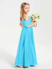 Off the Shoulder Long Junior Bridesmaid Dresses Pool