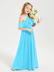 Off the Shoulder Long Junior Bridesmaid Dresses Pool