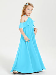 Off the Shoulder Long Junior Bridesmaid Dresses Pool