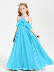 Off the Shoulder Long Junior Bridesmaid Dresses Pool