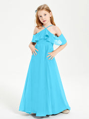 Off the Shoulder Long Junior Bridesmaid Dresses Pool