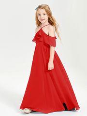 Off the Shoulder Long Junior Bridesmaid Dresses Red