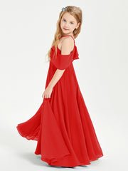 Off the Shoulder Long Junior Bridesmaid Dresses Red