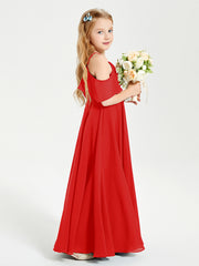 Off the Shoulder Long Junior Bridesmaid Dresses Red