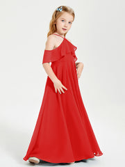 Off the Shoulder Long Junior Bridesmaid Dresses Red
