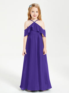 Off the Shoulder Long Junior Bridesmaid Dresses Regency