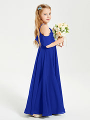 Off the Shoulder Long Junior Bridesmaid Dresses Royal Blue